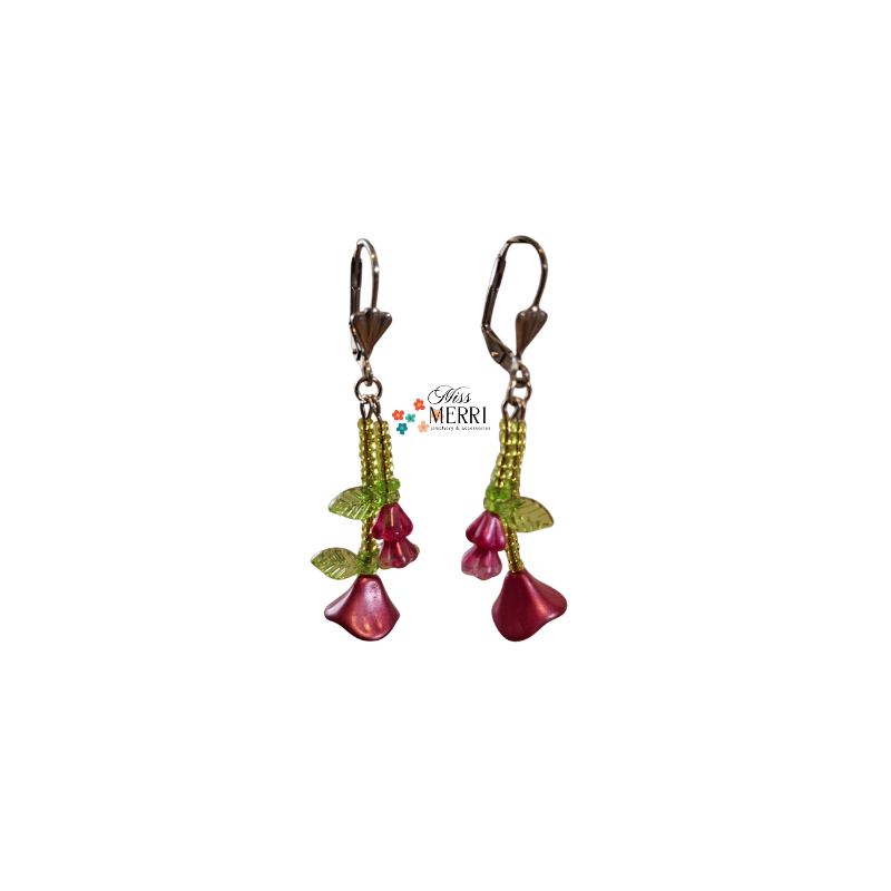 Magenta Bloom Vine Earrings