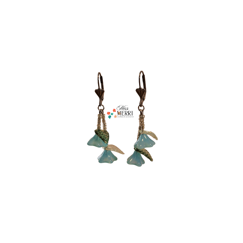 Aqua Trumpet Bloom Earrings