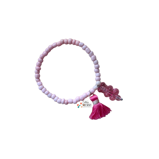 Pink Beaded Bracelet with Tassel