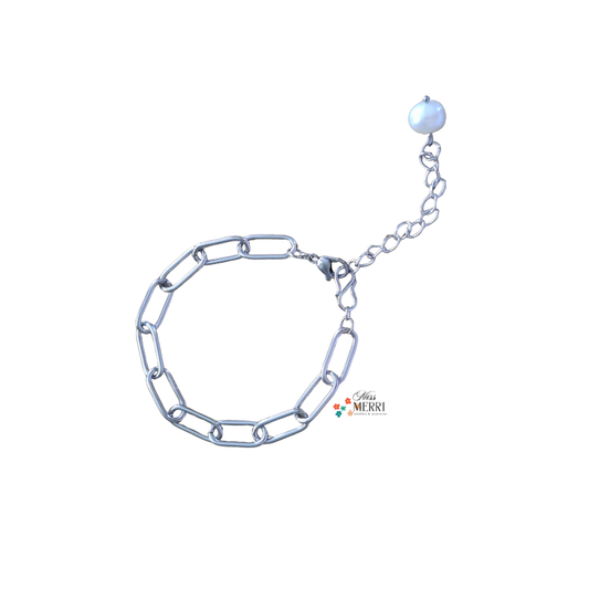 Stainless Steel Bracelet with Freshwater Pearl