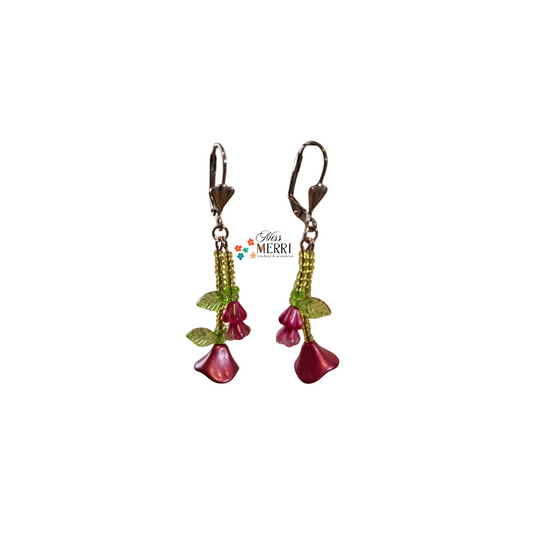 Magenta Bloom Vine Earrings