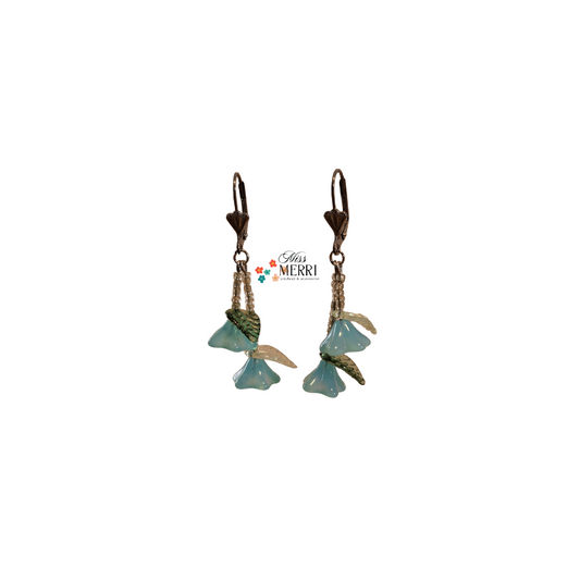 Aqua Trumpet Bloom Earrings