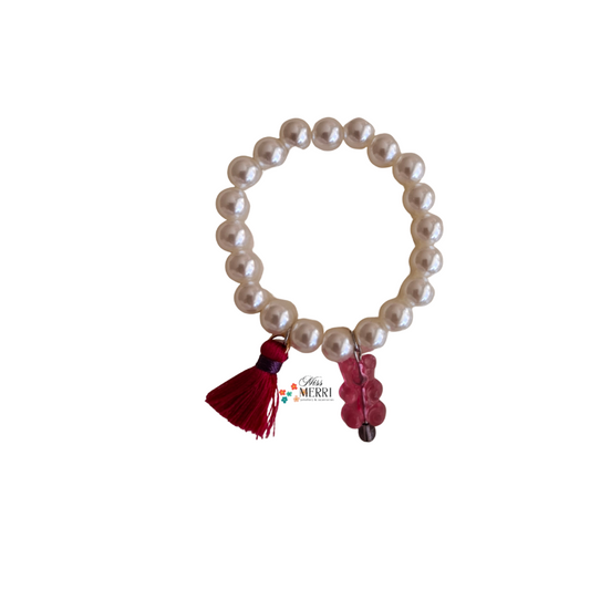 Cherry Pearl Tassel Bracelet