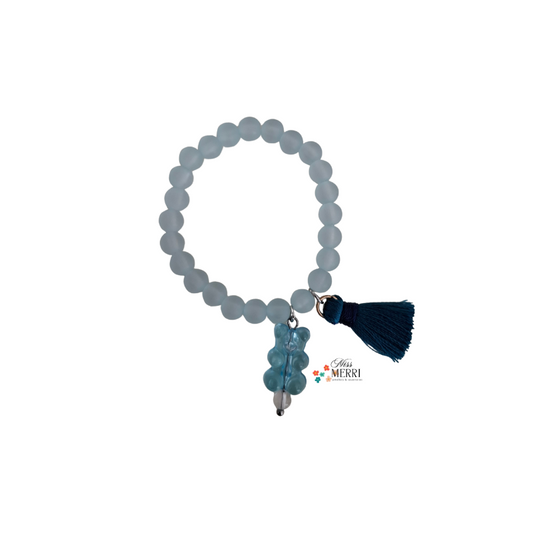 Blue Beaded Bracelet with Tassel