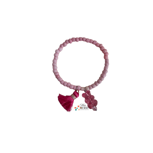 Pink Beaded Bracelet with Gummy Bear Charm
